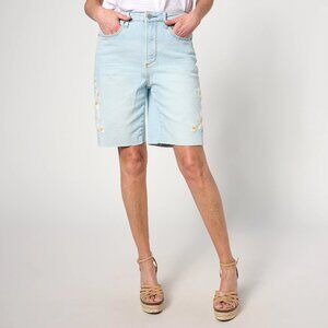 Driftwood Jeans Bermuda 9" Embroidered Short - Daisy Sz 14 a638104